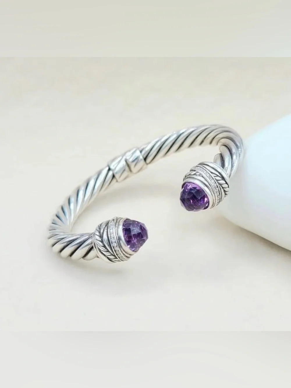 David Yurman Crossover Bracelet With Amethyst And Diamonds